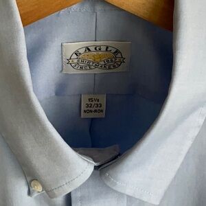 Men’s blue dress shirt, 15 1/2, 32/33, non iron, button down collar